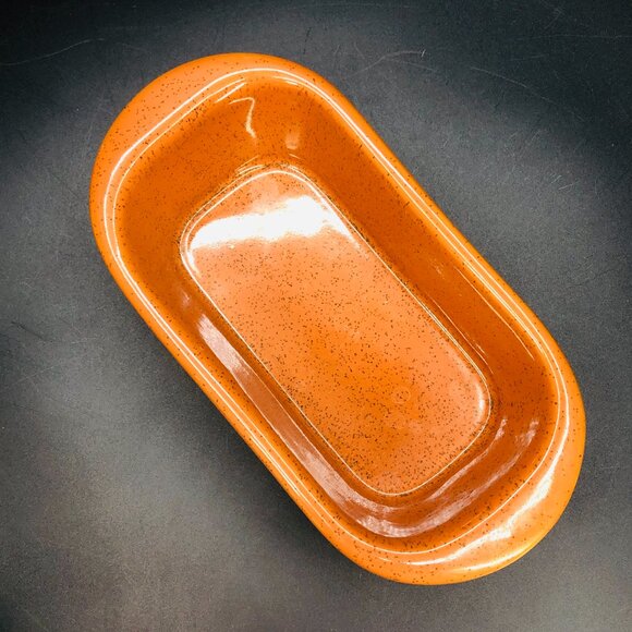 80s Bennington Potters Bread Loaf Pan, Vintage Vermont Pottery, Rusty Orange Iro - Picture 3 of 10